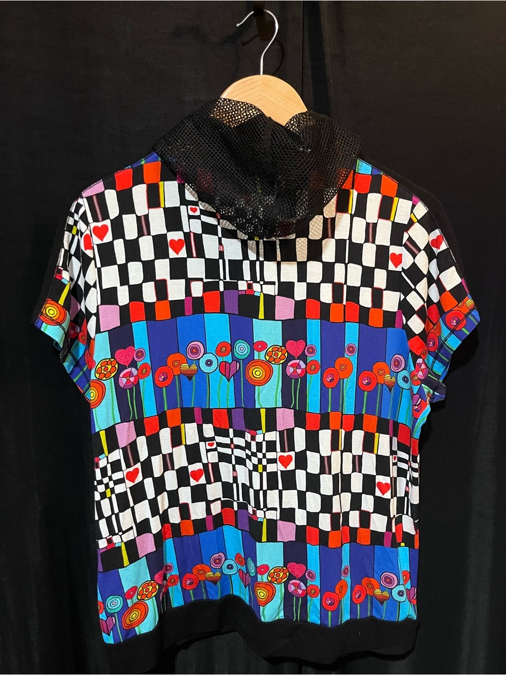 Dolcezza Pattern-Block Zip-Up Hoodie Jacket - Bold Geometric & Floral Art - Picture 4 of 9